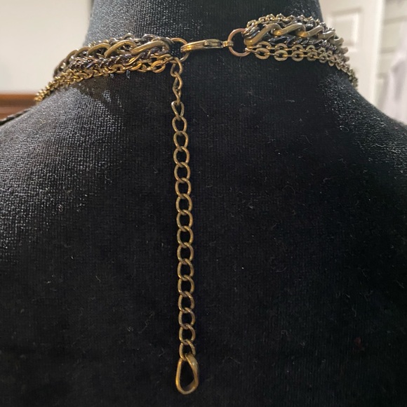 Gently worn, vintage statement multi-layer chain and stone necklace - Picture 3 of 3